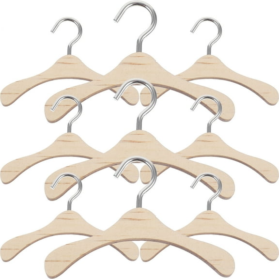 QIFULL Mini Craft Clothes Hangers Wooden Hanger 10Pcs 2.95In
