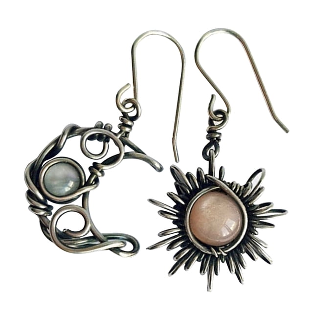 BRIGHTFUFU 1 par de pendientes de luna sola pendientes colgantes asimétricos colgantes para niñas mujeres