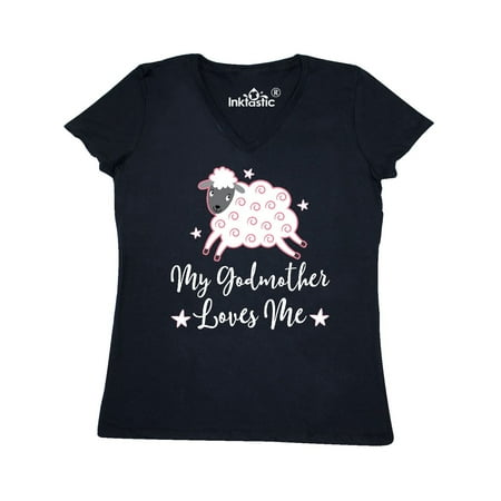 Godchild Gift - Godchild Gift Lamb From Godmother Women's V-Neck T-Shirt