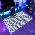 thumbnail image 3 of Twisted Blue Grid Area Rugs Optical Illusions Rugs Non Slip Low Pile Indoor Throw Carpet for Living Room Bedroom Gameroom Study Office Entrance Foyer 2x3ft Small, 3 of 7