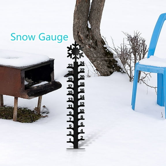 Snow Gauge 24 inch Snowflake - Christmas Holiday Snowflake Snowfall Measuring Gauge, Handmade Metal Snow Measuring Stick Garden Stakes for Yard, Rain Gauge Outdoor Decoration Gift
