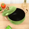 thumbnail image 5 of Stock Pot-Double-Handled Apple Soup Pot 2.6Qt Cast Iron Simmer Pot with Lid, Health Soup & Stew Cooking Pasta Pot, Green/Red, 5 of 6