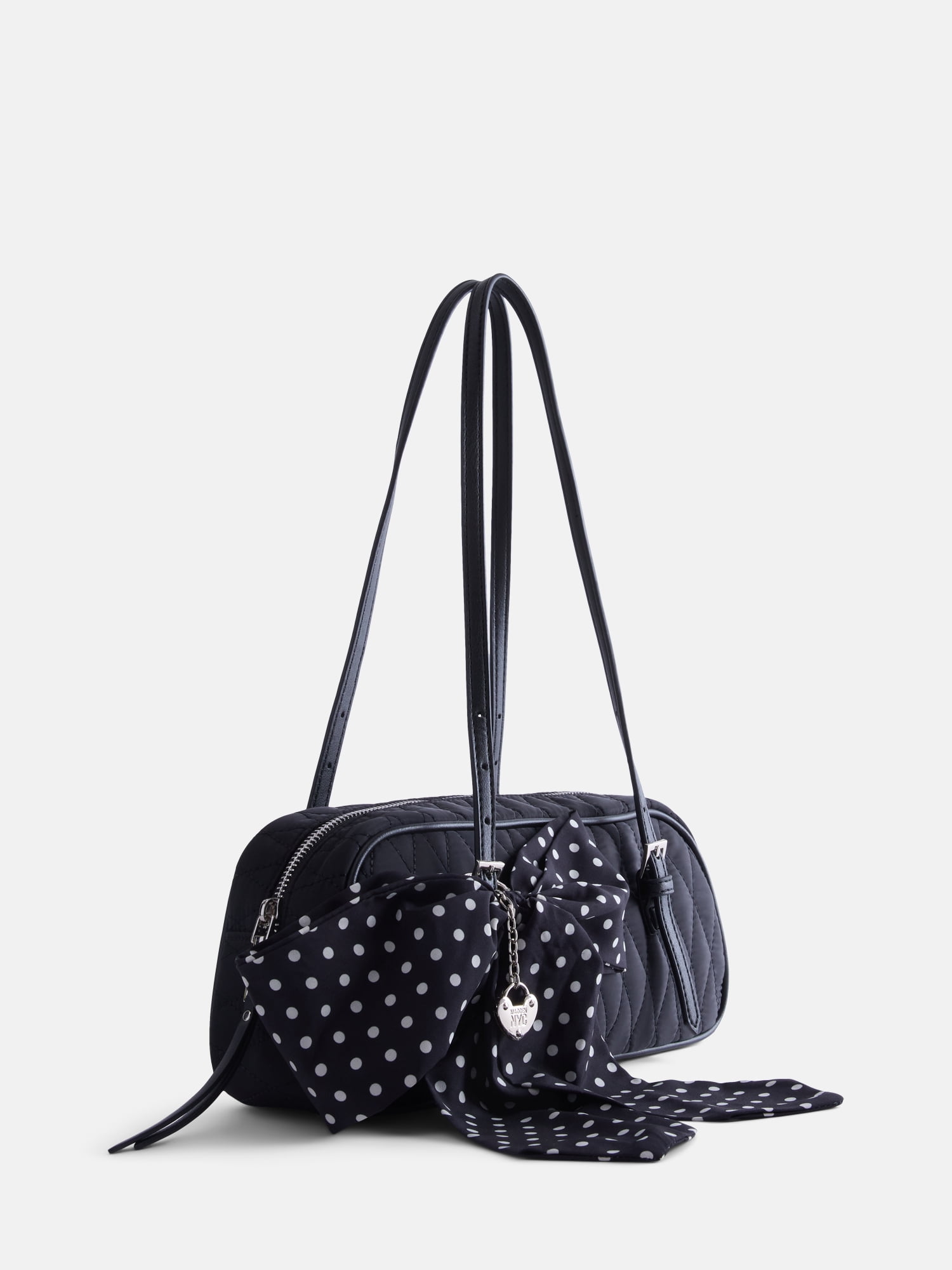 Madden NYC Women's East West Bowling Bag, Black Quilted