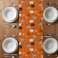 thumbnail image 6 of Orange Halloween Table Runner - 120 Inch Long, Kitchen Dining Table Runner Dresser Scarves, Cat Bat Ghost Pumpkins Farmhouse Decor for Coffee Tables Wedding Party Banquet, 6 of 8