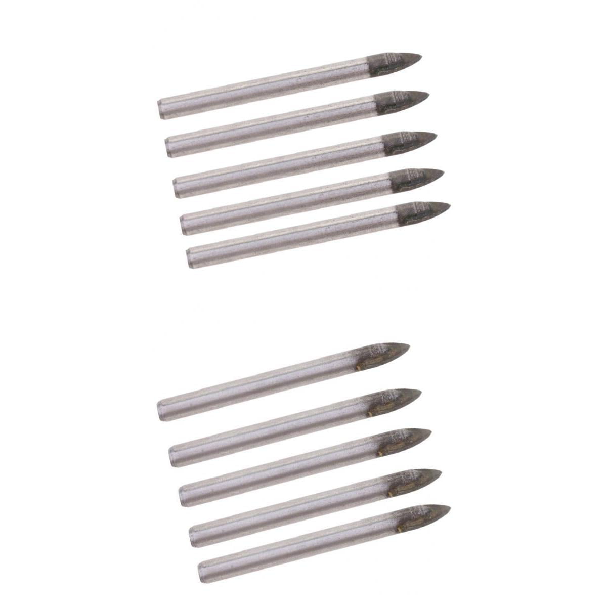 10x 8mm Drill Bits Set Crossed Point with Carbide Tips for Glass Mirror Tile 