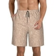 thumbnail image 2 of Uemuo Beige Sparkling Glitter Pattern Men's Swim Trunks Hawaiian Beach Bathing Suit Swimsuits Beach Quick-Dry Shorts with Pockets-Medium, 2 of 9