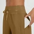 thumbnail image 6 of ZQUUVOU Women's Capris Pants Loose High Waist Elastic Pocket Side Slits Yoga Pants(Khaki,2XL), 6 of 8