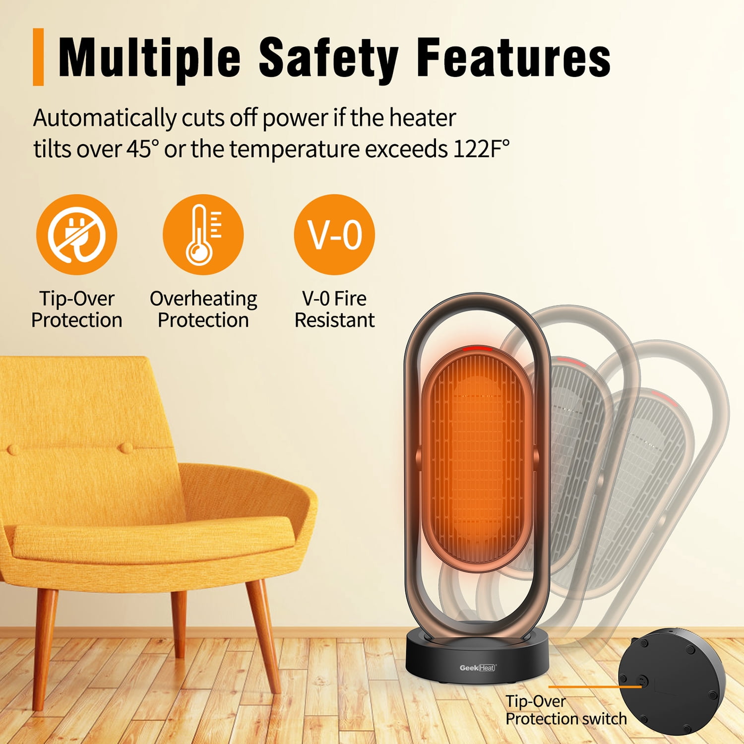 Geek Heat Portable Whole Room Tower Ceramic Heater with Overheat Protection  - Walmart.com