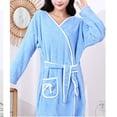 thumbnail image 5 of Kaemgyyd Robes for Women Fluffy Fuzzy V Neck Bath Robe Knee Length Bathrobe Bow Front Ladies Outfits（Sky Blue,One Size）, 5 of 7