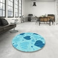 thumbnail image 4 of Ahgly Company Machine Washable Indoor Round Transitional Deep Sky Blue Area Rugs, 7' Round, 4 of 7