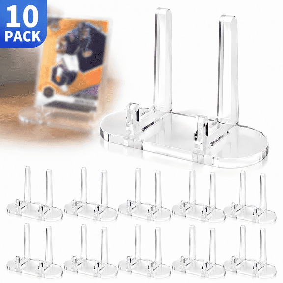 Deally Acrylic Display Stands for Trading Cards 10 Pack Clear Card Stands for Sports Cards Baseball Graded Card Display Collectibles 3.9 x 1.3 x 2.5 Inches