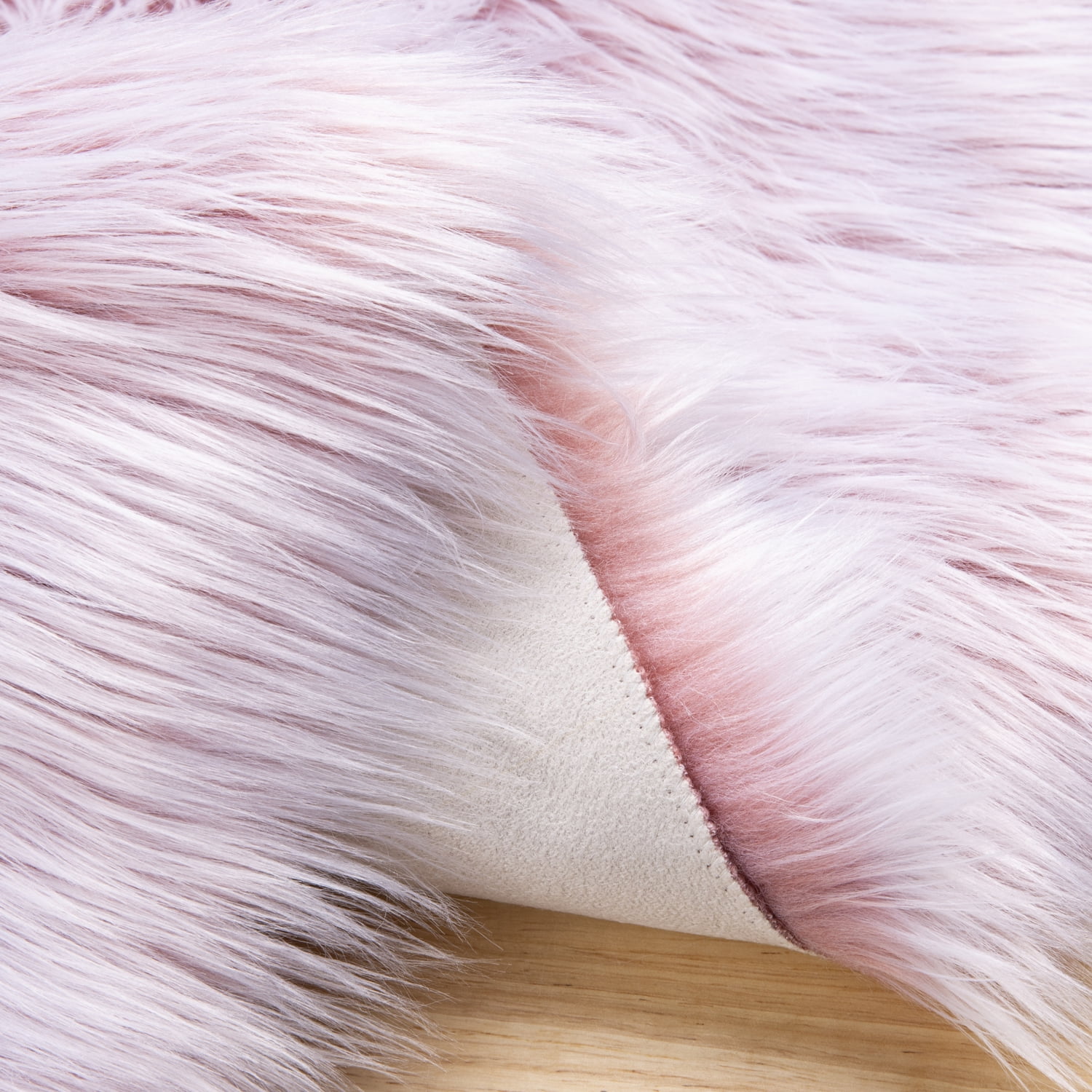 Deluxe Ultra Soft Faux Sheepskin Fur Series Fluffy Decorative Indoor Shag Area Rug, 2 x 3 Feet, Pink and White, 1 Pack