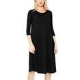 thumbnail image 2 of Women's Relexed Fit 3/4 Sleeve Round Neck A-Line Long Dress, 2 of 4