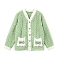 thumbnail image 5 of qelini Cardigan Pajama Set for Women Plus Size V Neck Fleece Lined Long Sleeve Top & Pants 2 Piece Winter Sleepwear Ptint Home Wear, 5 of 8
