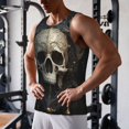 thumbnail image 5 of Gukieu Gold Pattern Skull Print Men's Quick Dry Fitness Vest, Round Neck Sleeveless Fitness Bodybuilding Top-XX-Large, 5 of 7