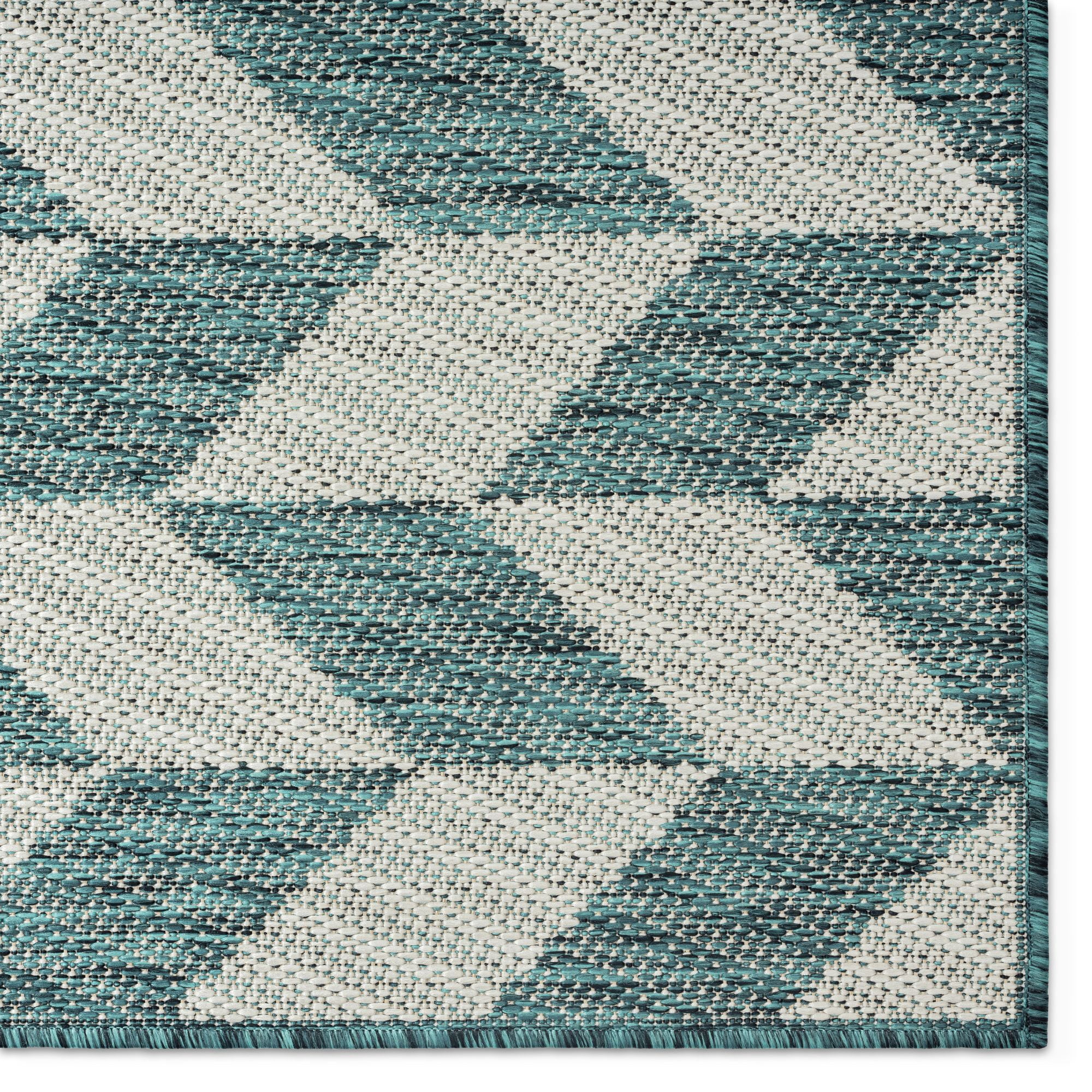 Nicole Miller New York Patio Country Calla Contemporary Herringbone Indoor/Outdoor Area Rug, Green/Cream, 6'6"x9'2"