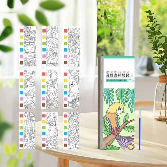 Fiudx Set de Acuarela, Pigmentos Que No Manchan, Colores Vivos y Papel Resistente, Ideal para Viajes, Idea de Regalo Creativa, Entretenimiento Portátil, 1 Bloc de Dibujo, 1 Bolígrafo de Agua