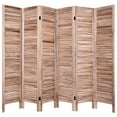 thumbnail image 1 of Wooden Room Divider Classic Venetian 6 Panel Wood Slat 67"H Light Brown, 1 of 8