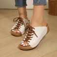 thumbnail image 4 of Women's Tie Wedge Slippers-Women's Solid Color Fish Mouth Sandals,Lace Up Thick Sole Slides Sold by WHLBF 36, 4 of 9