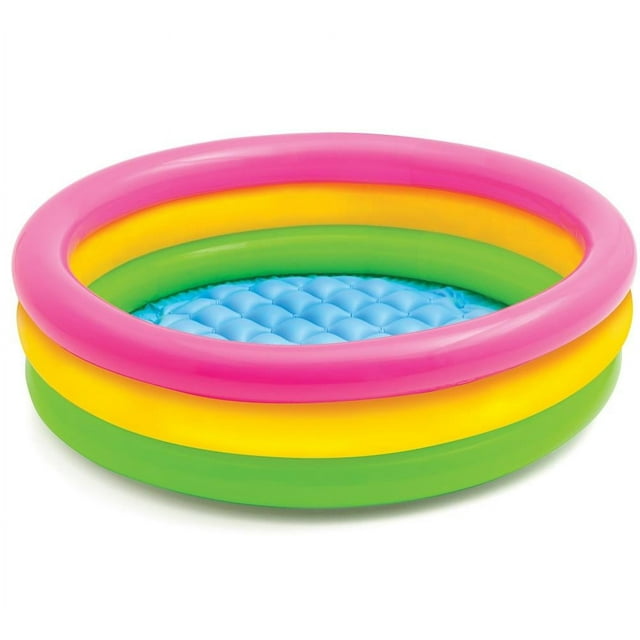 Piscina para bebé de 60cm/90cm/120cm, piscina inflable redonda de PVC de 3 colores con arcoíris, piscina pequeña con bomba para niños, piscina acolchada para niños