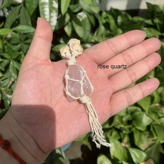 QQTDFG Rose Quartz Crystal Car Charm Spiritual Healing & Energy Balancing Pendant-default