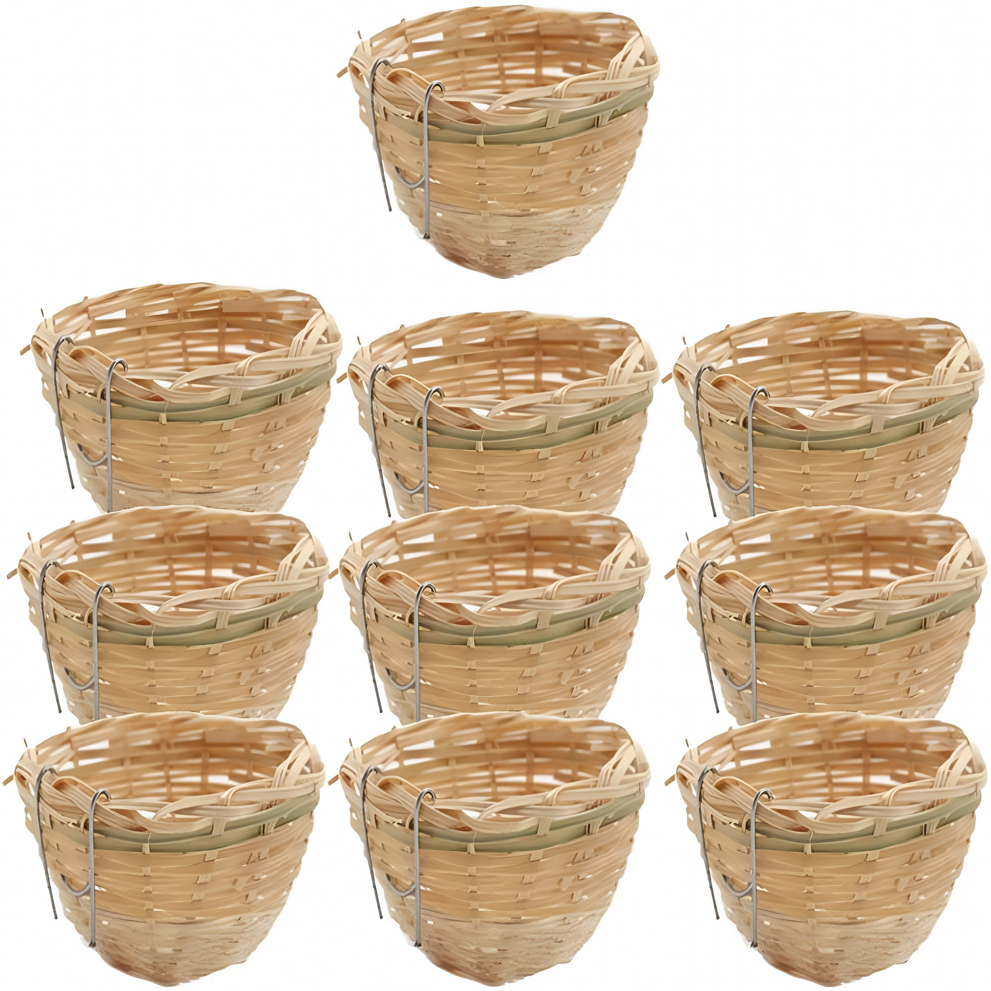 ACDANC 2026 New 10Pcs Bamboo Weaving Canary Birds Nest Handmade Hatching Breeding Nest, for Canaries, Small Birds, Aviary Breeding, Pet Bird Habitats