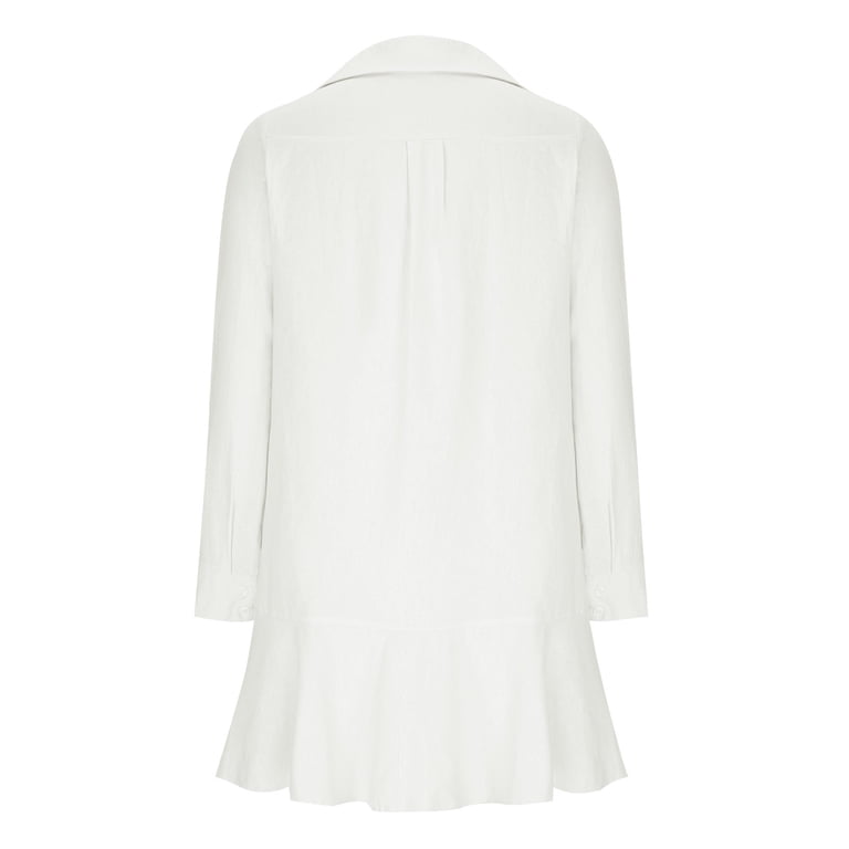 Lovskoo Women's Tunic Shirt Mini Dress Long Sleeve Cotton Linen Short Dress Button Down Ruffle Hem Shift Dresses White - Walmart.com Lovskoo Women's Tunic Shirt Mini Dress Long Sleeve Cotton Linen Short Dress Button Down Ruffle Hem Shift Dresses White - Walmart.com