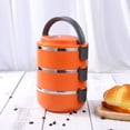 thumbnail image 2 of Fiambrera térmica de acero inoxidable de tres niveles con cierre hermético para almacenar alimentos (naranja), 2 of 7