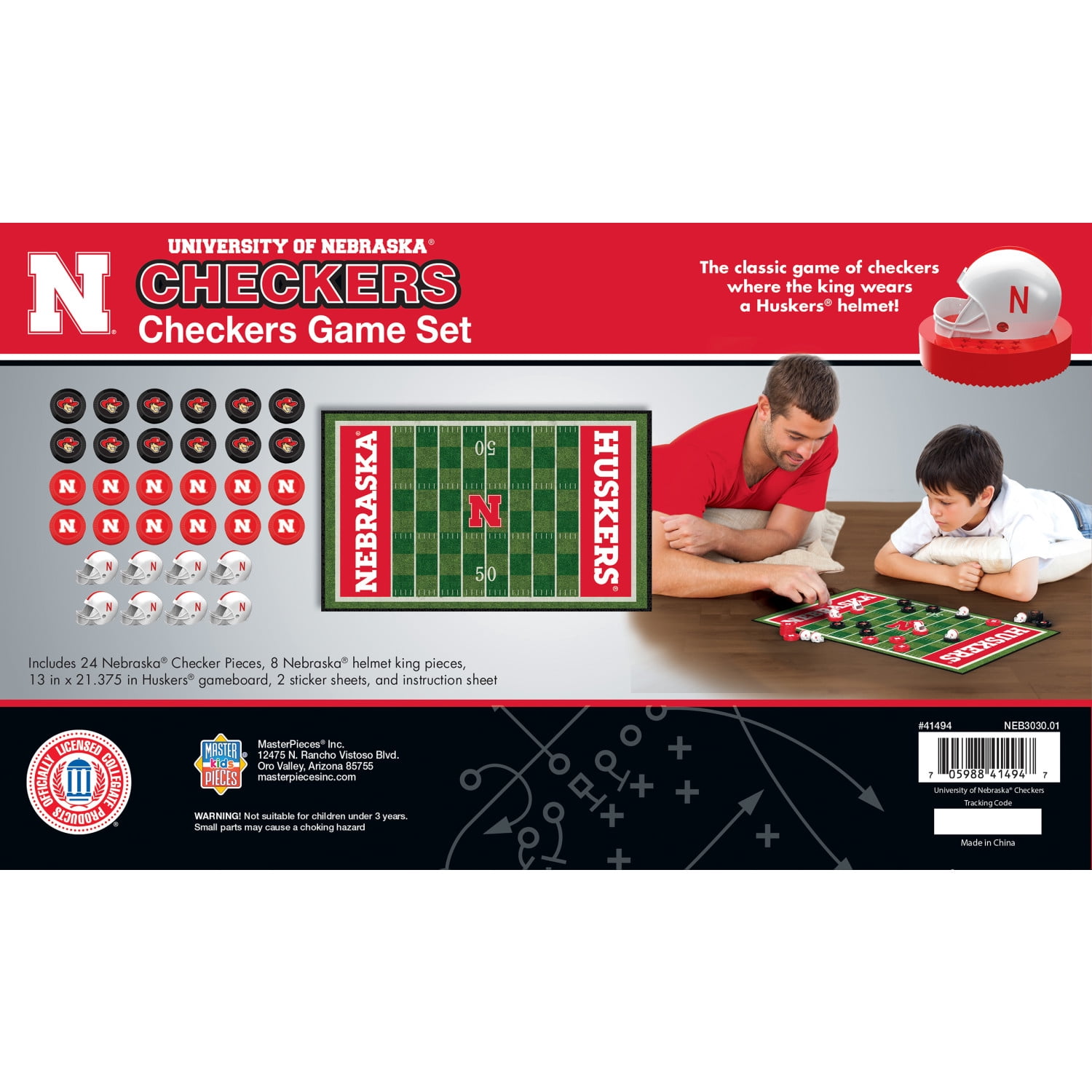MasterPieces Officially licensed NCAA Nebraska Cornhuskers Checkers Board Game for Families and Kids ages 6 and Up