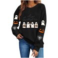 thumbnail image 5 of Molidfa Women's Black Halloween Sweatshirt Ghost Squad Graphic Crew Neck Top, 5 of 5