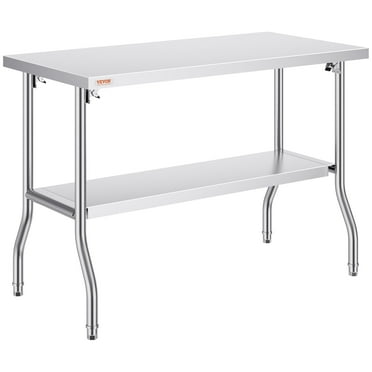 VEVOR Stainless Steel Folding Commercial Prep Table, 48"x24" with Undershelf