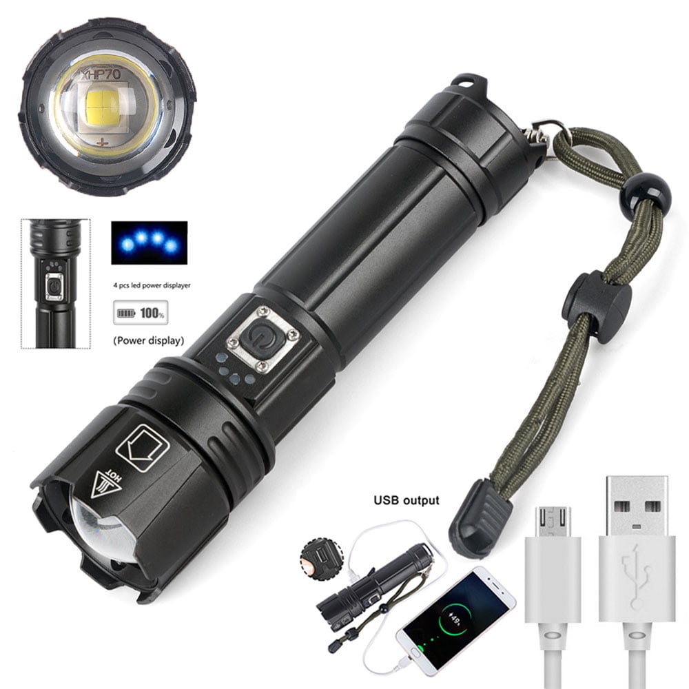 Battery Life Portable Focus Telescopic Zoom Side Light Flashlight Charging Mode 