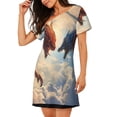 thumbnail image 2 of Lsque Cloud Red And Blue Dragon Pattern Nightgowns for Women Sleep Shirts Short Sleeve Nightshirt Pullover Nightdress Soft Sleepwear Relaxed Fit Nightdress, 2 of 6