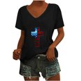 thumbnail image 2 of Camisetas Casuales de las Mujeres Gradiente Día de la Independencia Impreso Cuello Redondo, Blusa de Manga Corta para Diario, Fiesta Y Primavera Verano, 2 of 5