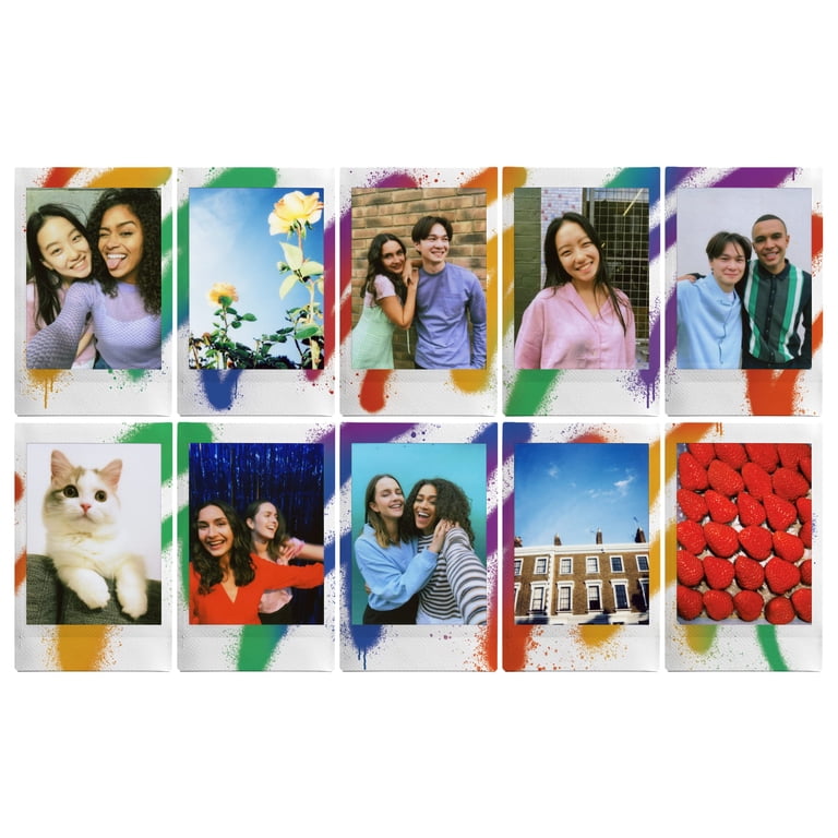 Fujifilm Instax Mini Film Spray Art Border 10 Shots + Film Mini Macaron 10 Vues Multicolore
