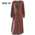 thumbnail image 2 of Vestidos Casuales para Mujer Vestido De Manga Larga con Cuello En V Vestidos Informales Sueltos (Rojo Ladrillo),M, 2 of 6