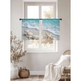 thumbnail image 4 of Teal Beige Sheer Curtains 45 Inch Long 2 Panels, Beach Starfish Seashell Sand Sea Waves Scenery Light Filtering Rod Pocket Curtains, Sheer Voile Drapes for Living Room Bedroom, 52"x45", 4 of 8