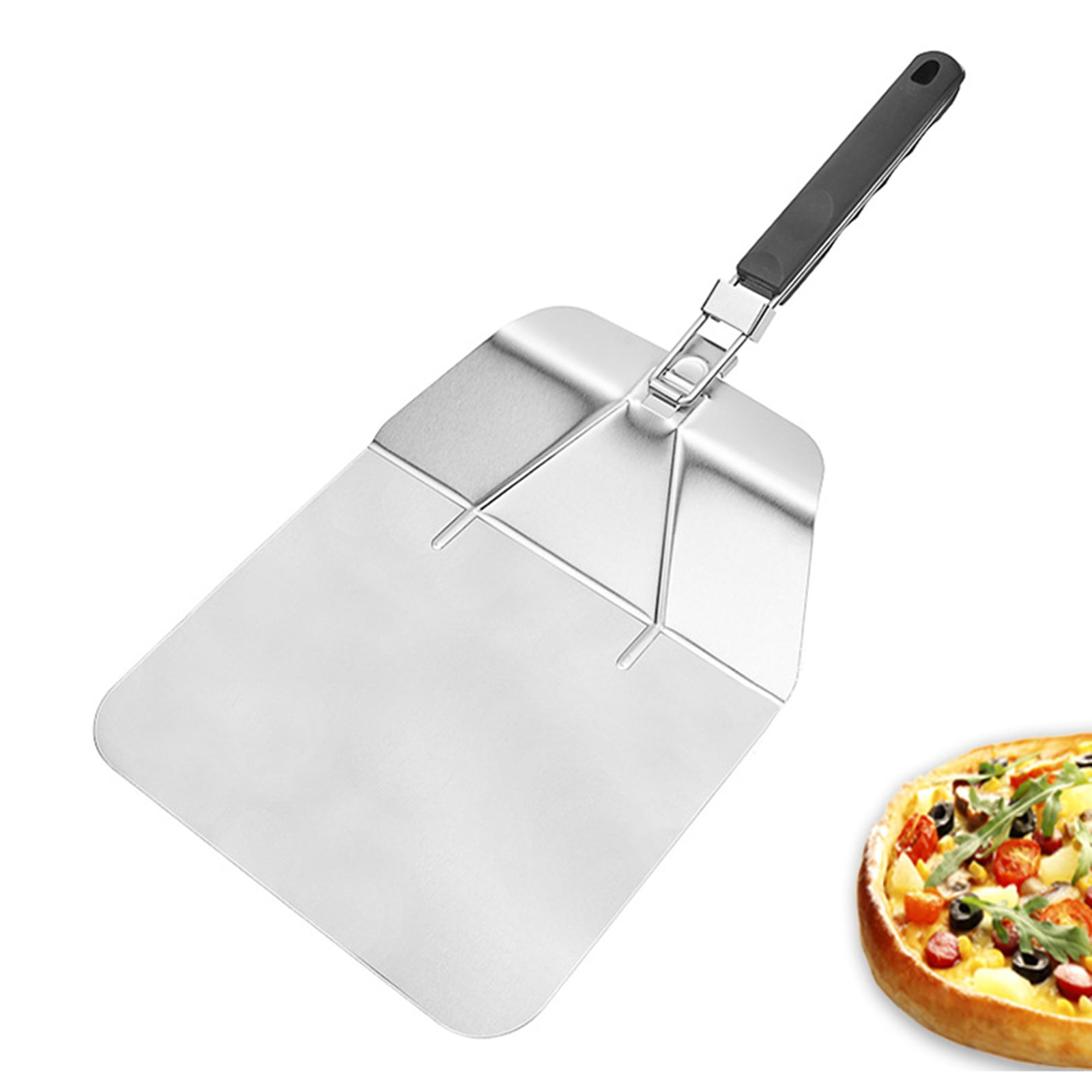 Stainless Steel Pizza Paddle Peel Bakers BBQ Oven Restaurant Tray Wooden Handle 