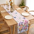 thumbnail image 3 of Blue Purple Gnomes Table Runner - 72 Inch Long, Kitchen Dining Table Runner Dresser Scarves, Spring Hydrangea Flower Leaf Pink Plaid Farmhouse Decor for Coffee Tables Wedding Party Banquet, 3 of 8