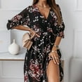 thumbnail image 5 of AOOCHASLIY Clarance Dresses for Women 2022Women's Fashion Bohemian V-Neck Loose Half Sleeve A-Line Print Floral Long Maxi Dress, 5 of 8