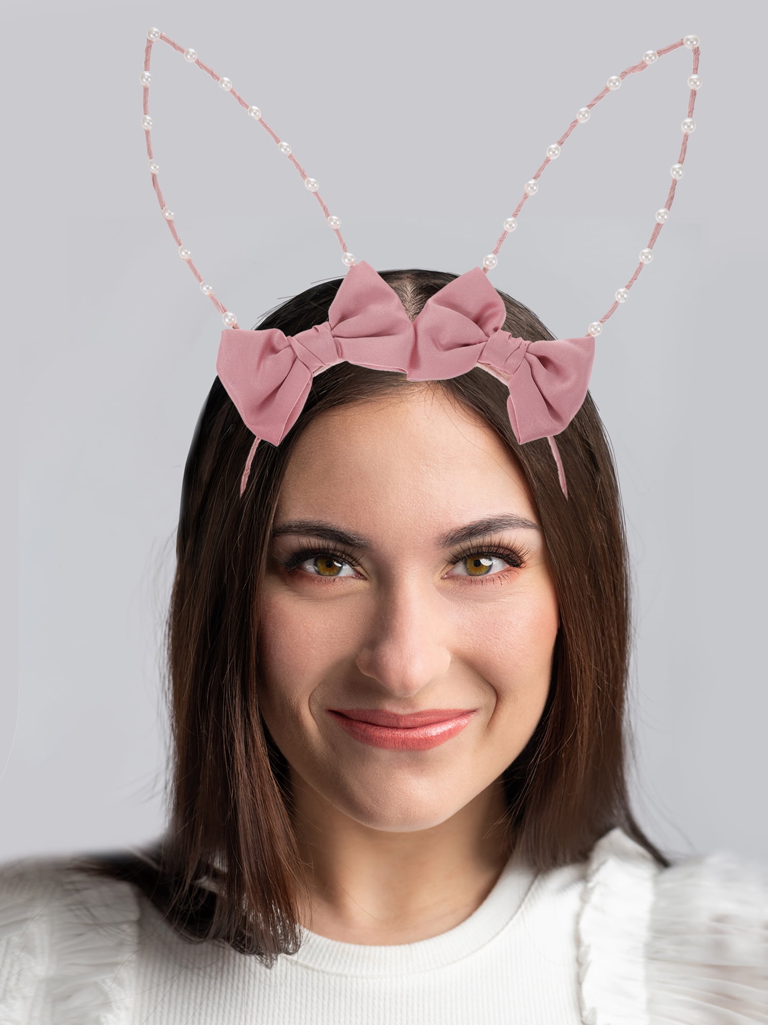Way to Celebrate Easter Faux Fur Pink Calico Bunny Ears Headband