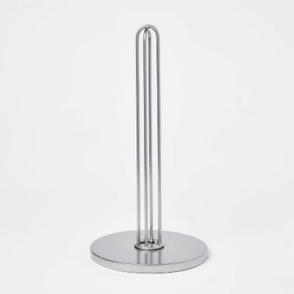 Nickel Paper Towel Holder - Freestanding Steel Napkin Holder, Silver, Spot Clean, 13" Height
