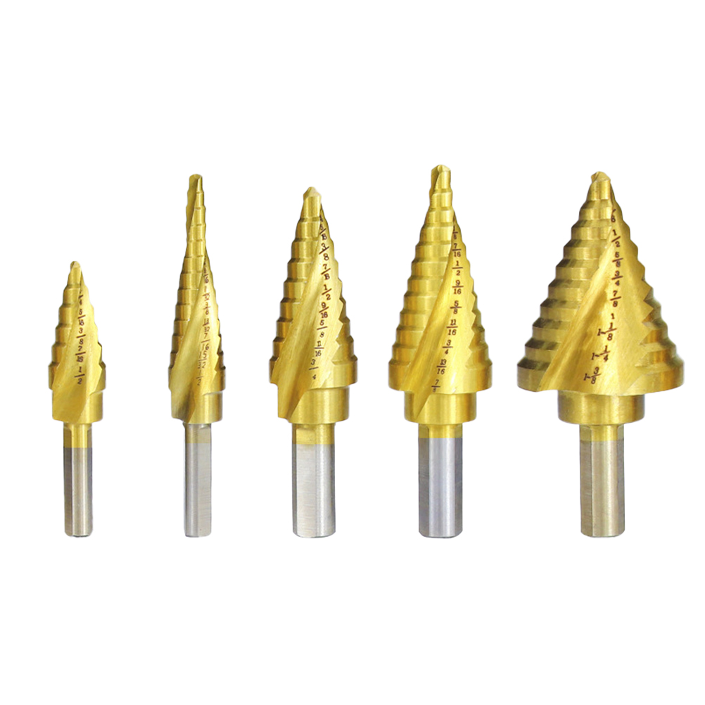 5Pcs Titanium Plating Triangular Pyramid Spiral Drill Bits Highspeed