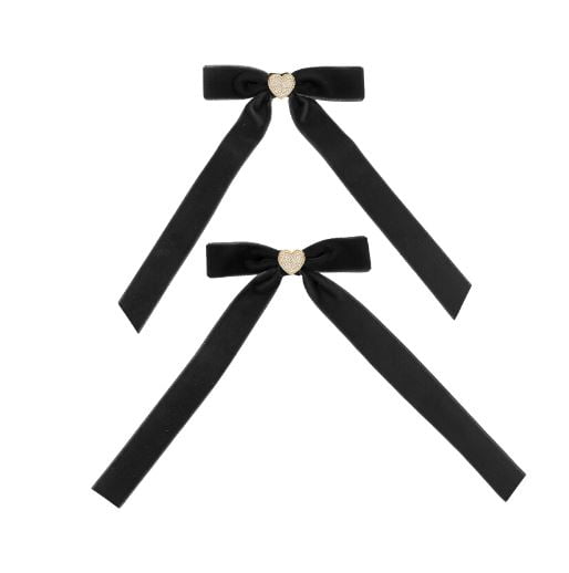 Packed Party Black Velvet Hair Bows, 2 Hair Clips