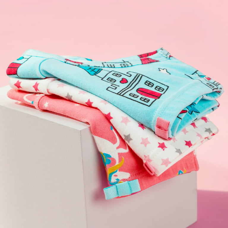 mijaja 6Pcs Girls' Pure Cotton Brief Underwear for Little Girls 6-7 Years -  Unicorn,Castle,Stars