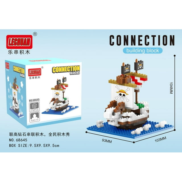 Thousand Sunny Micro Building Blocks Linkgo One Piece Pirate Ship Polortang Going Merry Model Connection Mini Bricks Figure Toys,68645,With Box