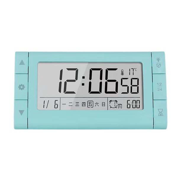 Reloj digital de escritorio con alarma silenciosa para adolescentes, sala de estar, decoración del hogar Azul