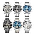 thumbnail image 4 of OLEVS Automatic Watches for Men Luxury Dress Waterproof Self Winding Mechanical Chronograph Diamond Stainless Steel Luminous Date Skeleton Tourbillon Mens Watches Gift Reloj Para Hombre Blue Dial, 4 of 14