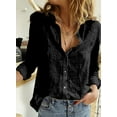 thumbnail image 2 of Aunavey Womens Long Sleeve Button Down Cotton Linen Shirt Blouse Loose Fit Casual V-Neck Tops, 2 of 6