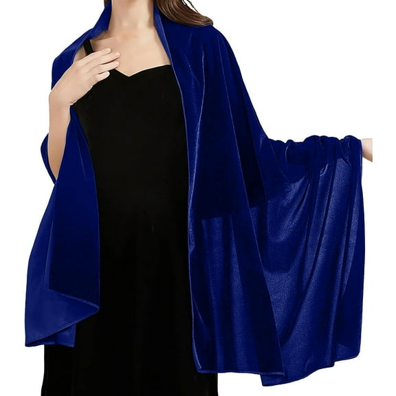 HJYCHN Elegant Velvet Shawl Wrap For Women Wedding Bridal Evening Party Prom Dress Accessories Shawl Blue One Size